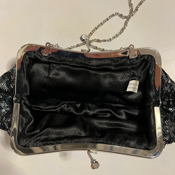 Vintage Sequined Small Evening Bag Elegant Clutch Black Purse. - Picture 4 of 9